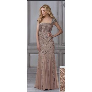 Adrianna Papell 40103 Square Neck Beaded Gown